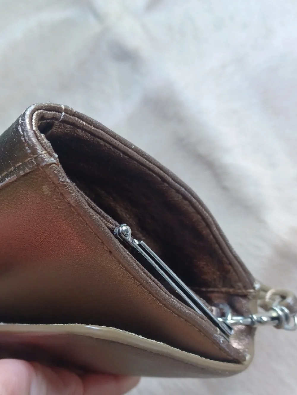 Alfani Golden Bronze Leather Wristlet/ Clutch